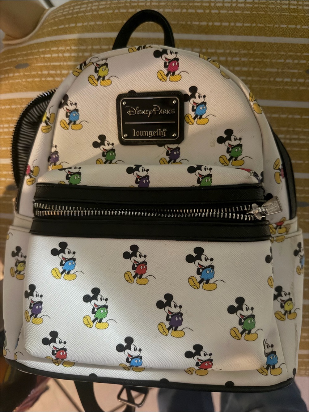 Loungefly Disney Parks White Mickey Mouse Multi-Color Print Mini Backpack
